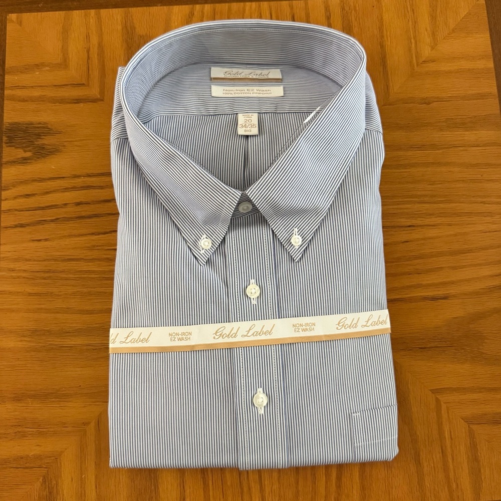 Roundtree & Yorke Navy Pinstripe Dress Shirt